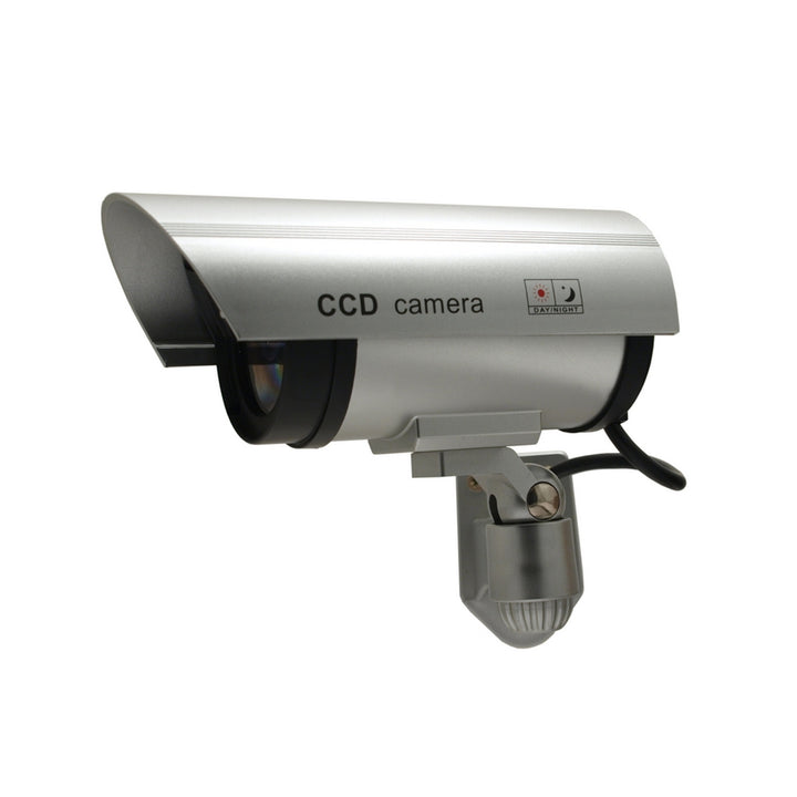 Pack de 2 câmaras falsas LED intermitentes IR1100 S para ambientes exteriores, prata