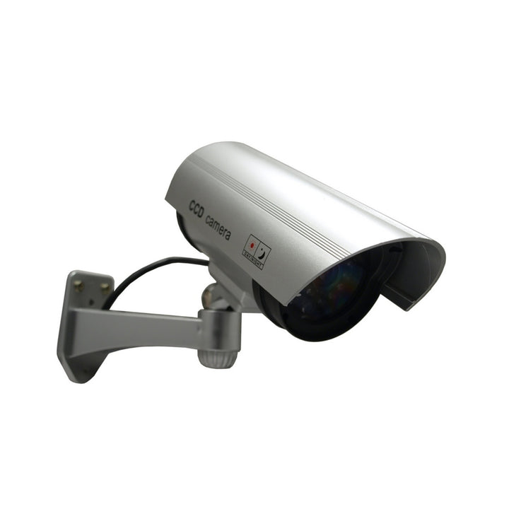 Pack de 2 câmaras falsas LED intermitentes IR1100 S para ambientes exteriores, prata