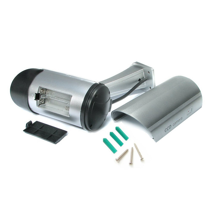 Pack de 2 câmaras falsas LED intermitentes IR1100 S para ambientes exteriores, prata