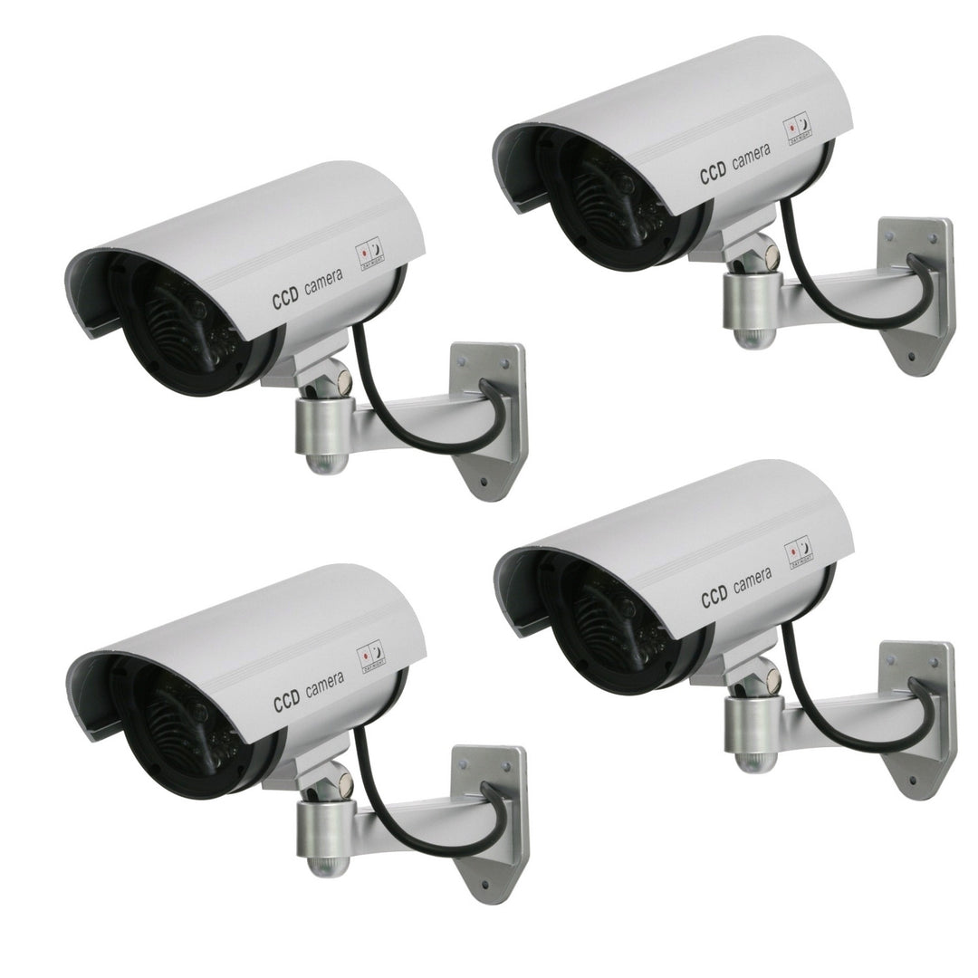 Câmara fictícia com LED intermitente IR1100 S IR para exterior, prateada, pacote de 4