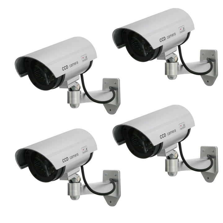 Câmara fictícia com LED intermitente IR1100 S IR para exterior, prateada, pacote de 4