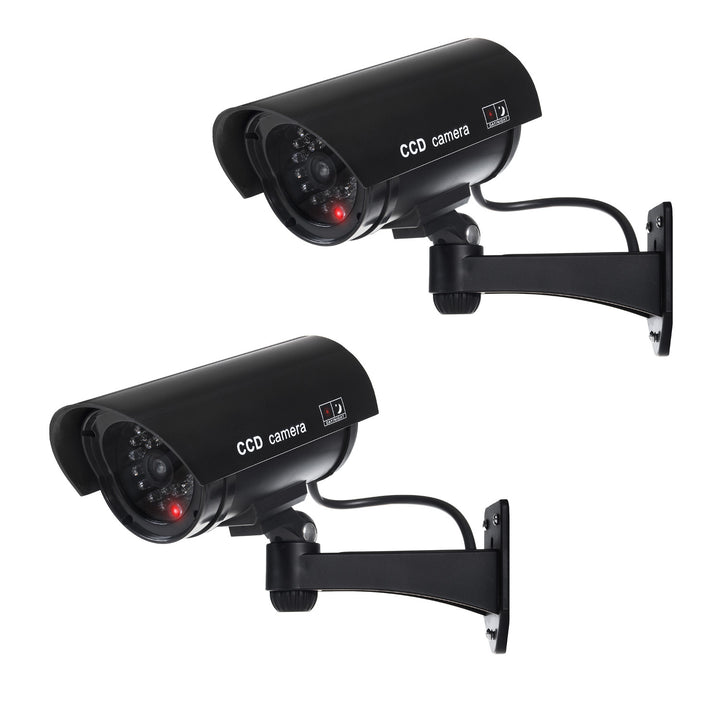 Pack de 2 câmaras falsas LED intermitentes IR1100 B para ambientes exteriores, pretas