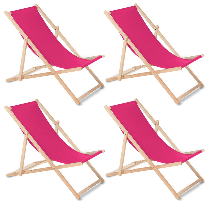 Conjunto de 4 peças de espreguiçadeira clássica em faia rosa GreenBlue GB183
