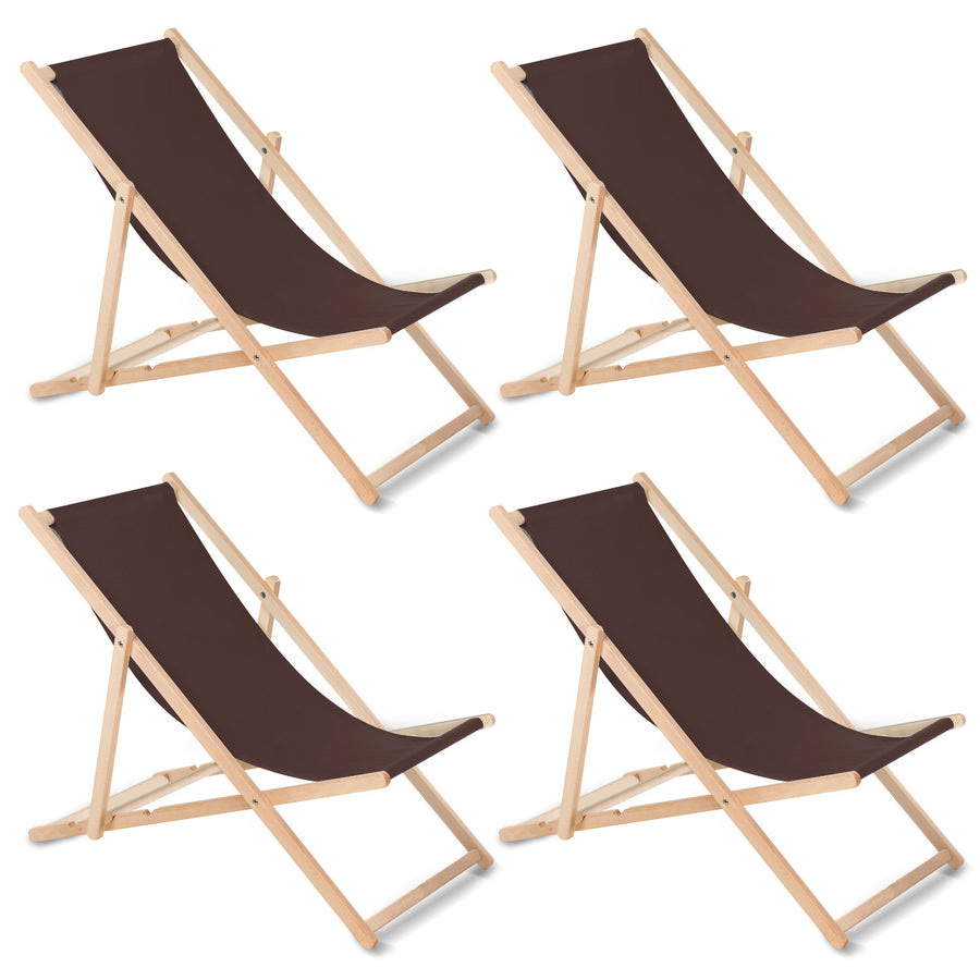 Conjunto de 4 espreguiçadeiras GreenBlue GB183 Classic Brown Beech