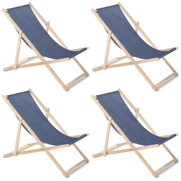 Espreguiçadeira GreenBlue GB183M Classic Beech, Azul Melange, Conjunto de 4