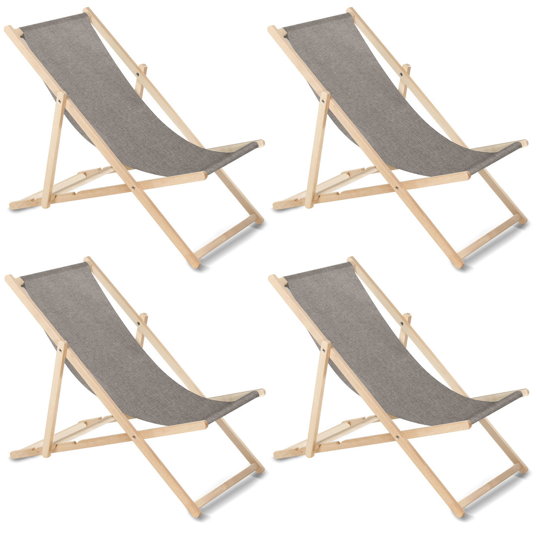 Espreguiçadeira GreenBlue GB183M Classic Beech, Cinza Mescla, Conjunto de 4