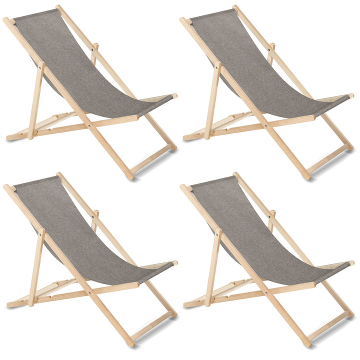 Espreguiçadeira GreenBlue GB183M Classic Beech, Cinza Mescla, Conjunto de 4