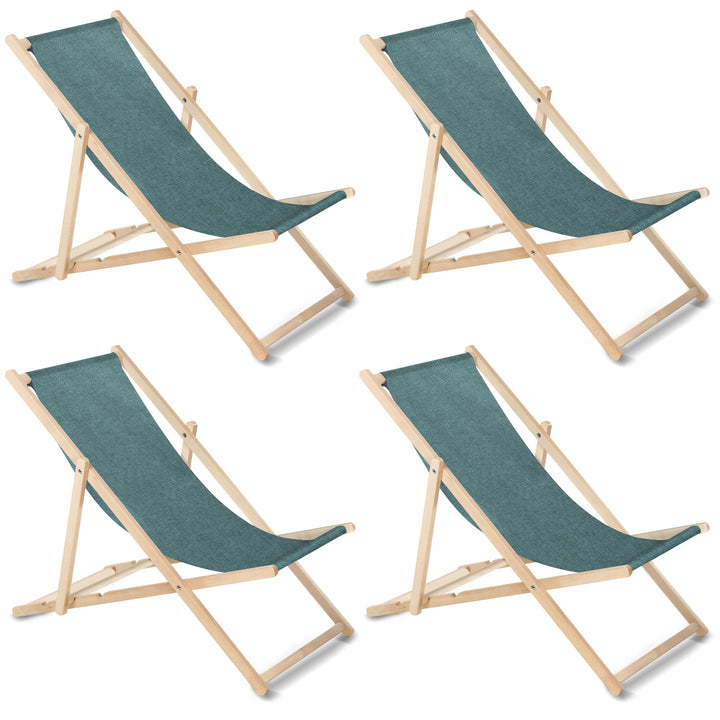 Conjunto de 4 espreguiçadeiras GreenBlue GB183M Classic turquesa mesclado em faia