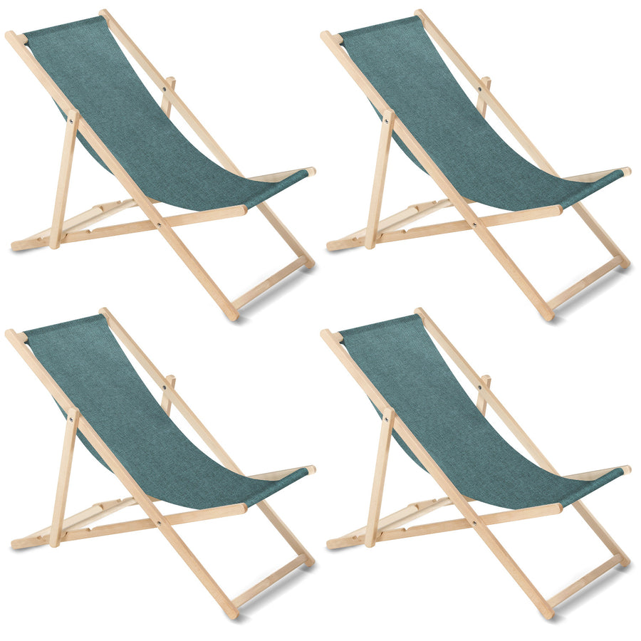 Conjunto de 4 espreguiçadeiras GreenBlue GB183M Classic turquesa mesclado em faia