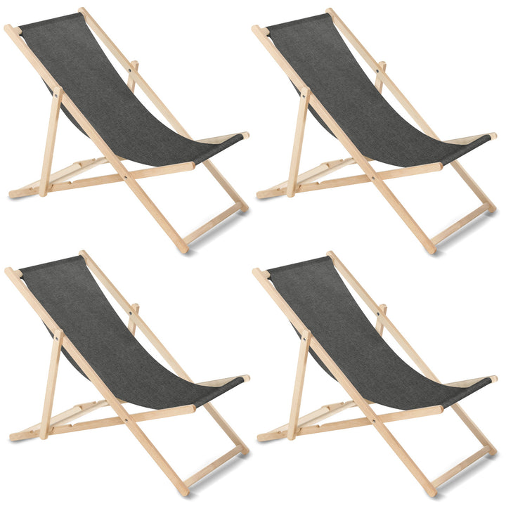 Conjunto de 4 espreguiçadeiras GreenBlue GB183M Classic Black Melange Beech