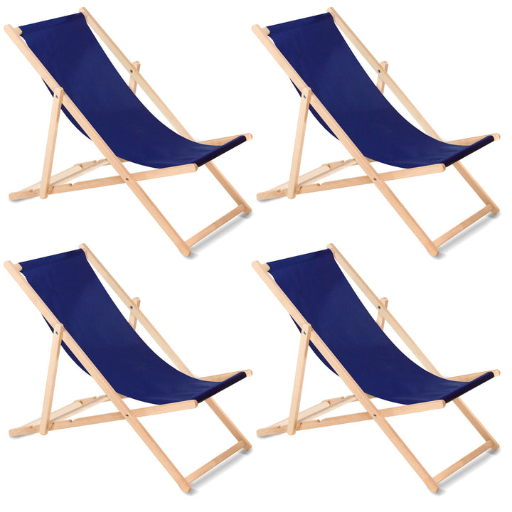 Espreguiçadeira GreenBlue GB183 Classic Beechwood, Azul Marinho, Conjunto de 4