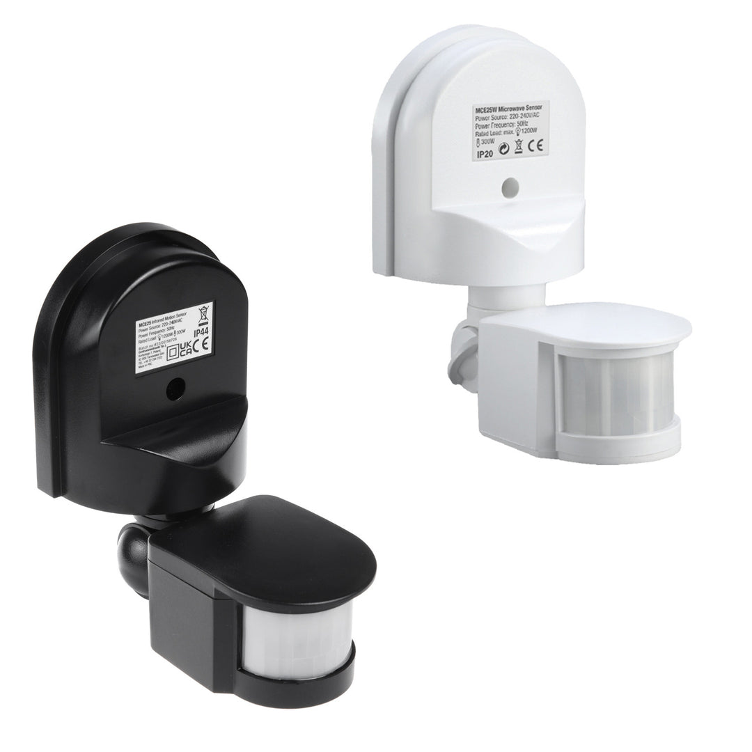 Sensor de movimento e crepúsculo/amanhecer de parede Maclean MCE25, 180°, máx. 1200 W, preto e branco