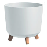 Maceta Prosperplast, sobre patas, inserto de riego, altura 28,5cm, blanco, Gracia Tubus, juego de 2 piezas