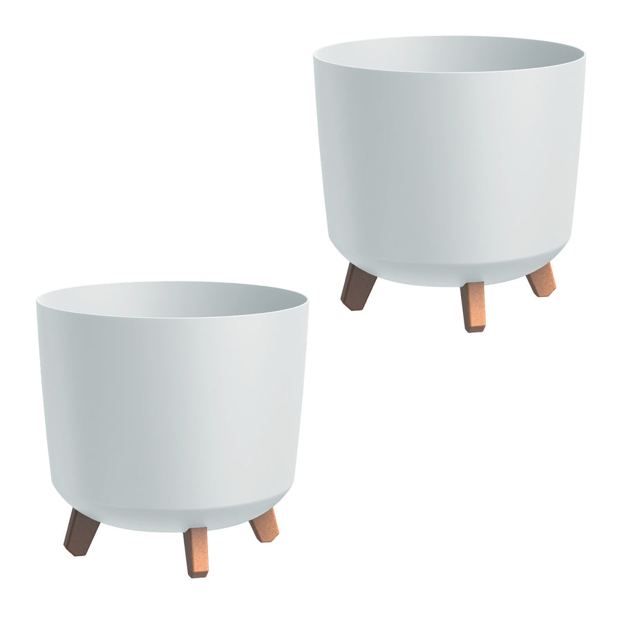 Maceta Prosperplast, sobre patas, inserto de riego, altura 28,5cm, blanco, Gracia Tubus, juego de 2 piezas