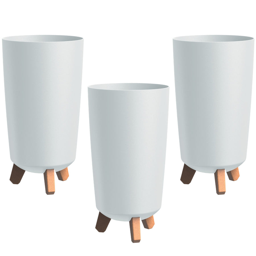 Vaso Prosperplast, diâmetro 195 mm, altura 365 mm, com pernas, branco, Gracia Tubus Slim, conjunto de 3 peças