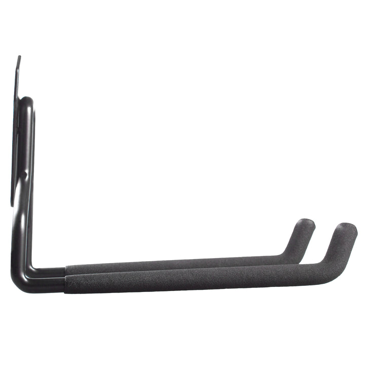 Soporte de pared para garaje Maclean, para neumáticos, herramientas de jardín, escalera, mangueras de jardín, acero, carga máx. 35kg, MC-439 + gancho de pared de acero para garaje 35kg negro