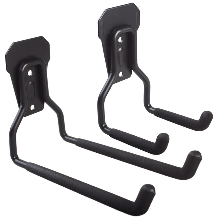 Soporte de pared para garaje Maclean, para neumáticos, herramientas de jardín, escalera, mangueras de jardín, acero, carga máx. 35kg, MC-439 + gancho de pared de acero para garaje 35kg negro