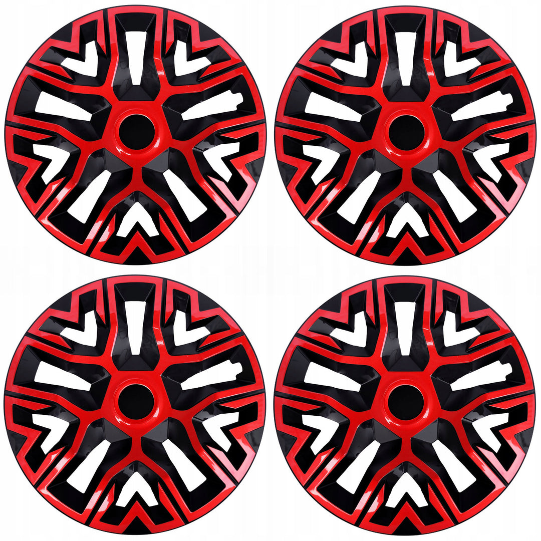 NRM The Best Bicolor Tapacubos universales 16'' Color rojo/negro 4 piezas