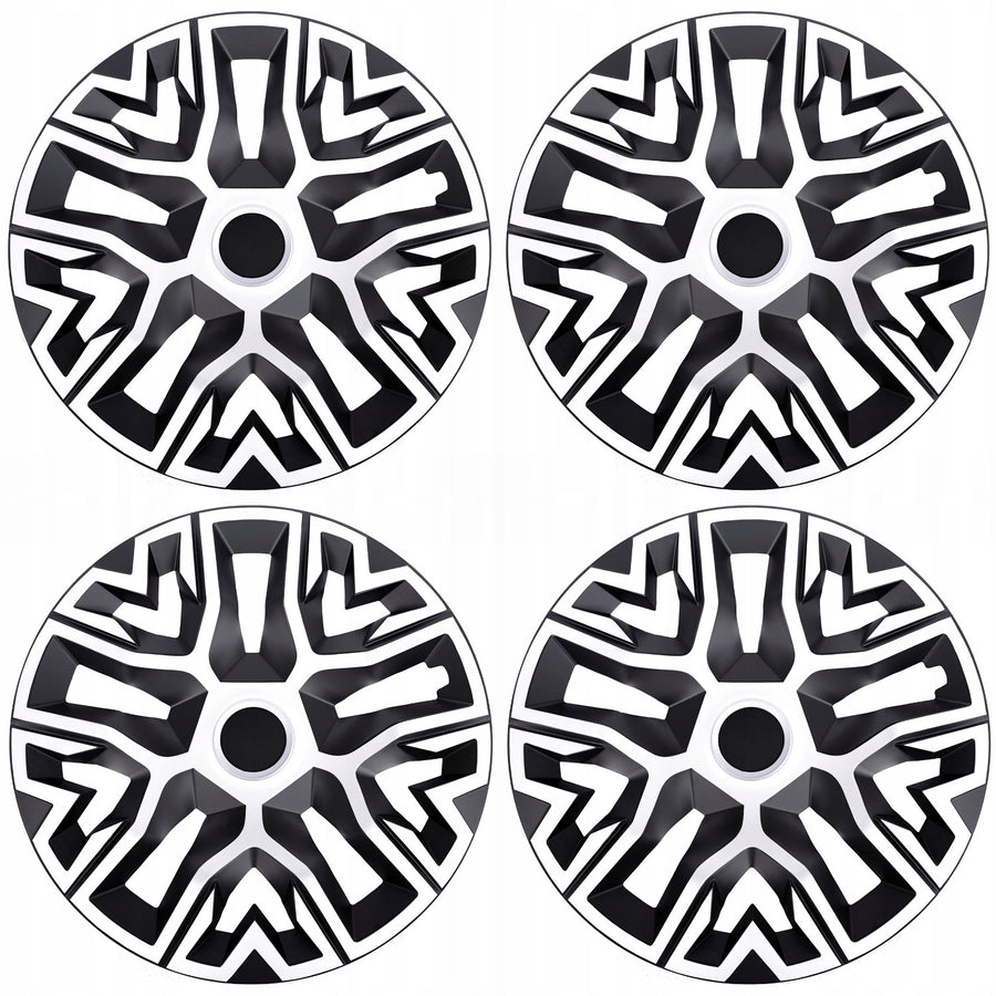 Tapacubos universales 14'' NRM The Best Bicolor blanco y negro 4 piezas