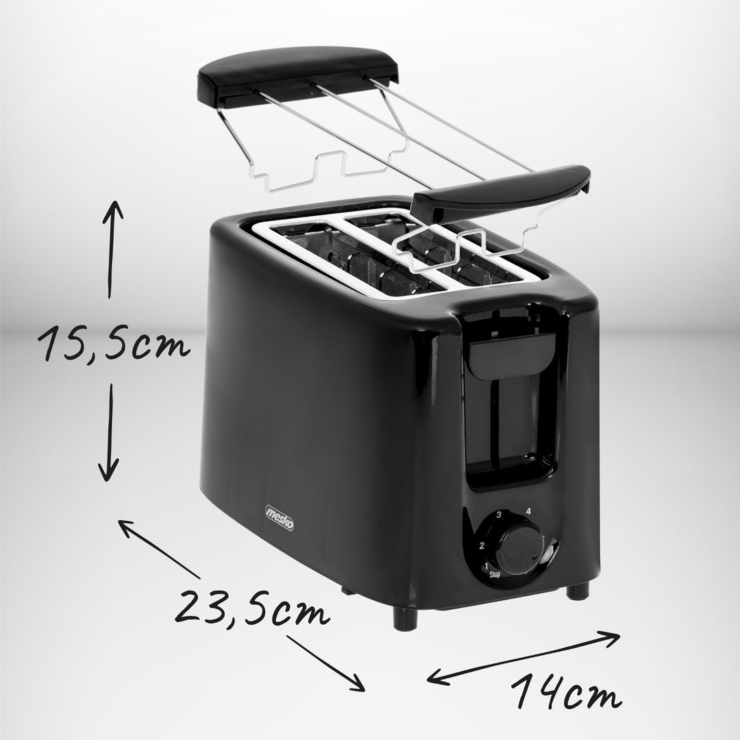 Tostador Mesko, tostador de 2 rebanadas, 900W, negro, MS 3220