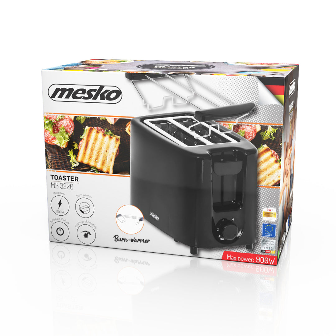 Tostador Mesko, tostador de 2 rebanadas, 900W, negro, MS 3220