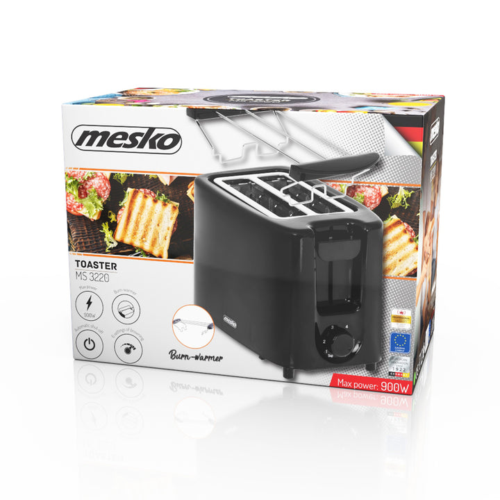 Tostador Mesko, tostador de 2 rebanadas, 900W, negro, MS 3220