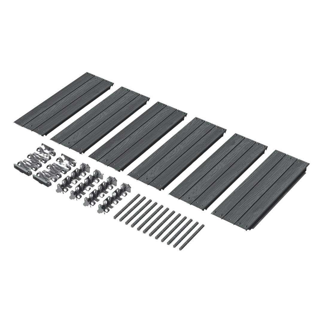 Canteiro de Jardim Prosperplast, 149 cm, Antracite, Base Amadeirada