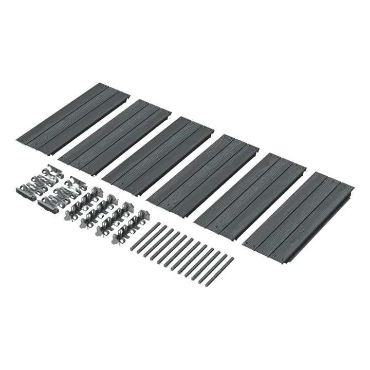 Canteiro de Jardim Prosperplast, 149 cm, Antracite, Base Amadeirada