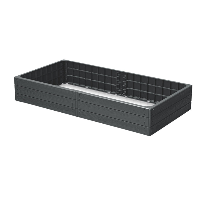 Canteiro de Jardim Prosperplast, 149 cm, Antracite, Base Amadeirada