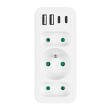 Toma de corriente x3 + 4xUSB Maclean, divisor de 3 tomas, 2xUSB A, 2xUSB C PD 20W, 1x16A + 2x6A, MCE248 F/W