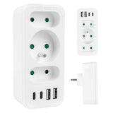 Toma de corriente x3 + 4xUSB Maclean, divisor de 3 tomas, 2xUSB A, 2xUSB C PD 20W, 1x16A + 2x6A, MCE248 F/W