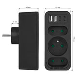 Toma de corriente x3 + 4xUSB Maclean, divisor de 3 tomas, 2xUSB A, 2xUSB C PD 20W, 1x16A + 2x6A, MCE248 F/B
