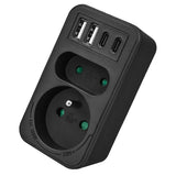 Toma de corriente Maclean x2 + 4xUSB, divisor con 2 tomas, 2xUSB A, 2xUSB C PD 20W, 1x16A + 1x6A, MCE249 F/B