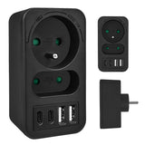 Toma de corriente Maclean x2 + 4xUSB, divisor con 2 tomas, 2xUSB A, 2xUSB C PD 20W, 1x16A + 1x6A, MCE249 F/B