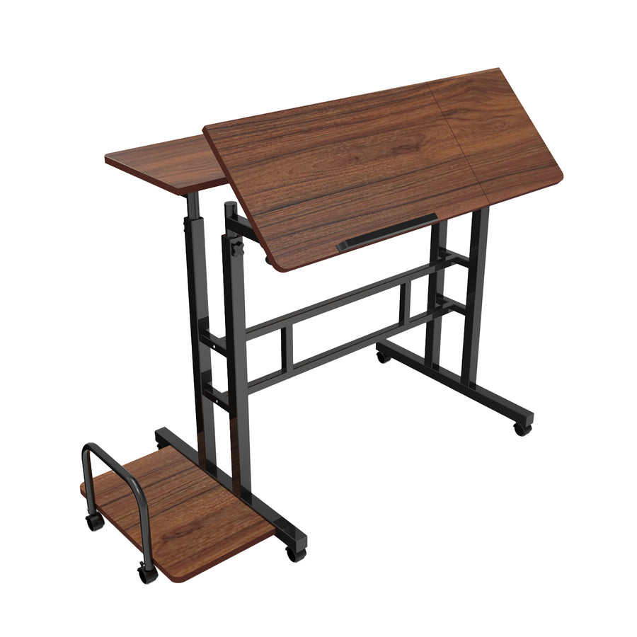 Mesa escritorio móvil para portátil Maclean, negra, tablero 80x60 cm, 50 kg máx., altura regulable 67-115 cm, MC-124 B