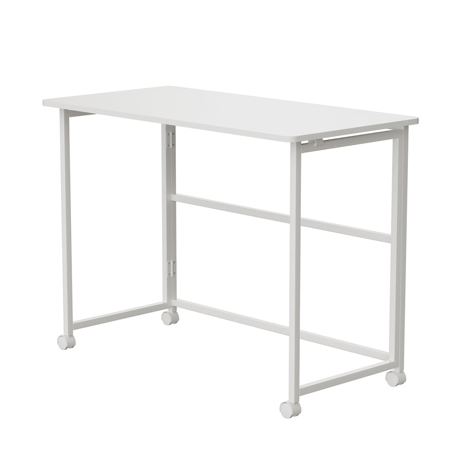 Mesa escritorio plegable Maclean, blanca, móvil, tablero 100x50cm, max. 50kg, MC-1250 W