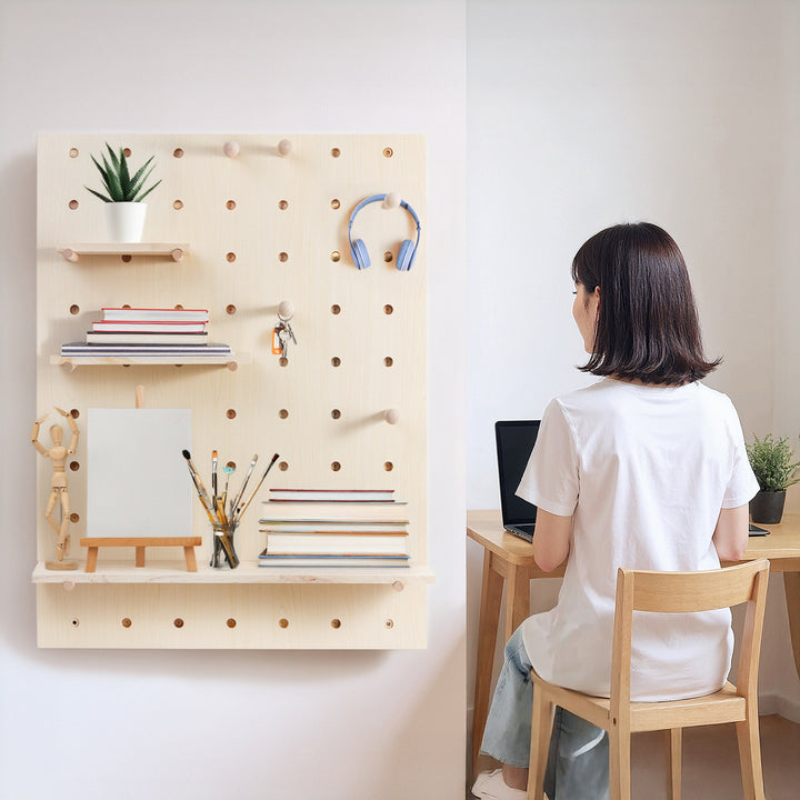 Tablero organizador de madera Maclean, color madera clara, 60 x 80 cm, máx. 20 kg, MC-131 WD