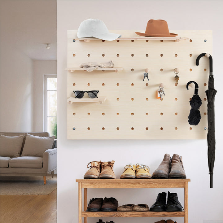 Tablero organizador de madera Maclean, color madera clara, 60 x 80 cm, máx. 20 kg, MC-131 WD