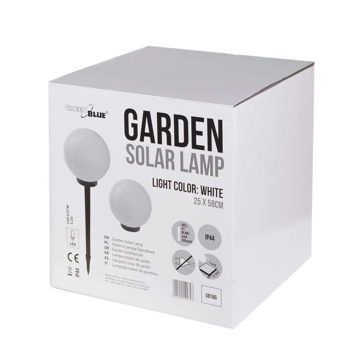 Luz solar GreenBlue, independente, jardim, esfera 25x25x58 cm, LED branco, GB166, pacote de 4