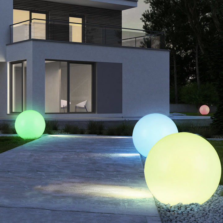 GB167 Luz Solar de Jardim - Esfera 30x30x63cm, LEDs Coloridos, 4 Peças