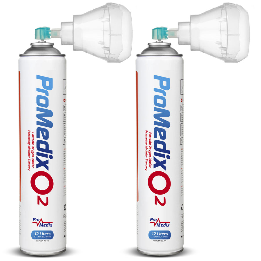 Promedix Inhalador portátil de oxígeno enlatado al 99,4% 12L, PR-994, 2 unidades