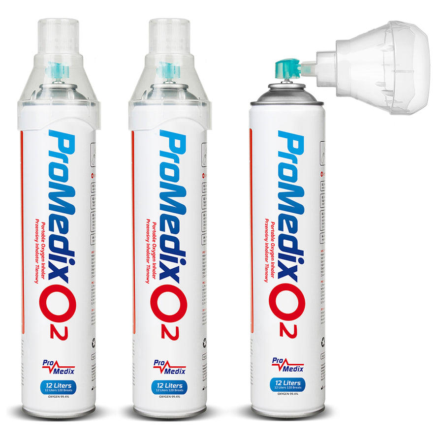 Inalador portátil de oxigénio Promedix 99,4% em lata, 12L, PR-994, 3 unidades