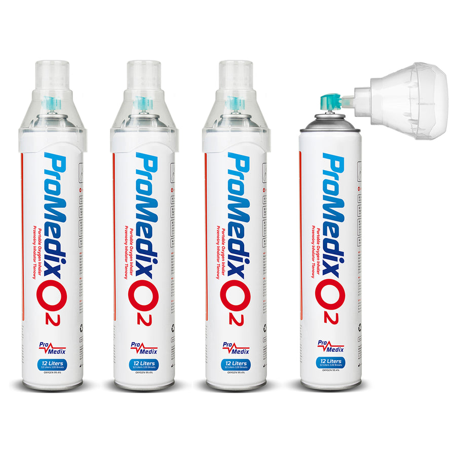 Inalador portátil de oxigénio Promedix 99,4% em lata, 12L, PR-994, 4 unidades