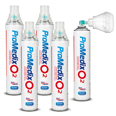 Promedix Inhalador portátil de oxígeno enlatado al 99,4% 12L, PR-994, 5 unidades