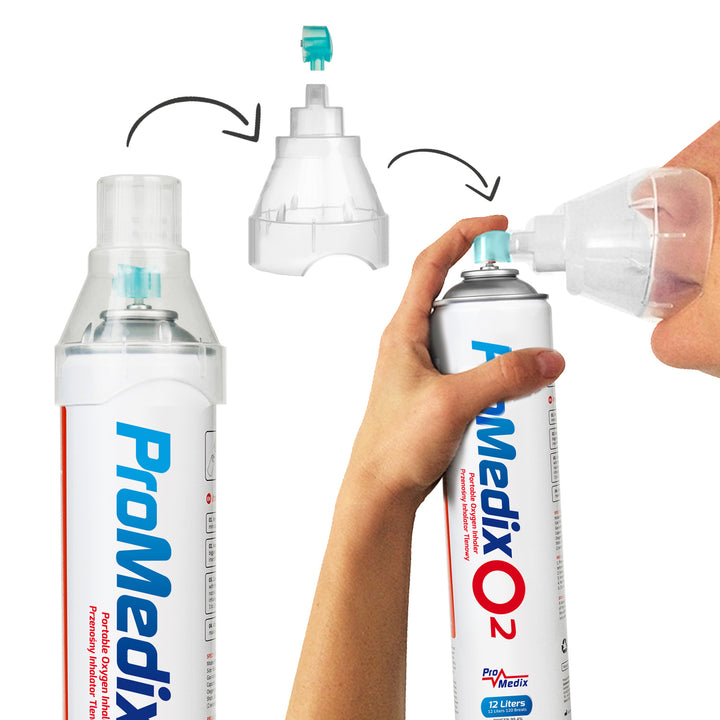 Promedix Inhalador portátil de oxígeno enlatado al 99,4% 12L, PR-994, 10 unidades