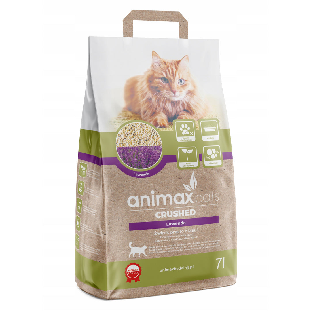 Animax Cama aglomerante, Lavanda, triturada, 7 litros + Cama aglomerante, Chá verde, triturado, 7 litros