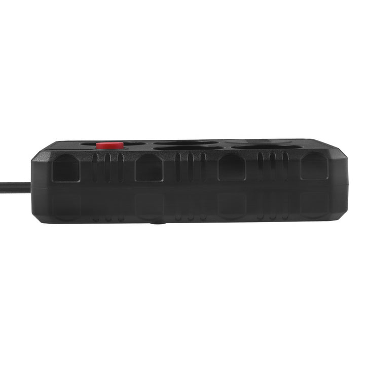 Regleta de enchufes Maclean, cable alargador de 4 tomas + 3xUSB, 110-240V CA 50/60Hz, 2,1A máx. 2500W, 1,5m, negro, MCE392 B