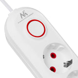 Regleta de enchufes Maclean, cable alargador de 3 tomas + 3xUSB, 110-240 V CA 50/60 Hz, 2,1 A máx. 2500 W, 1,5 m, blanco, MCE394 W