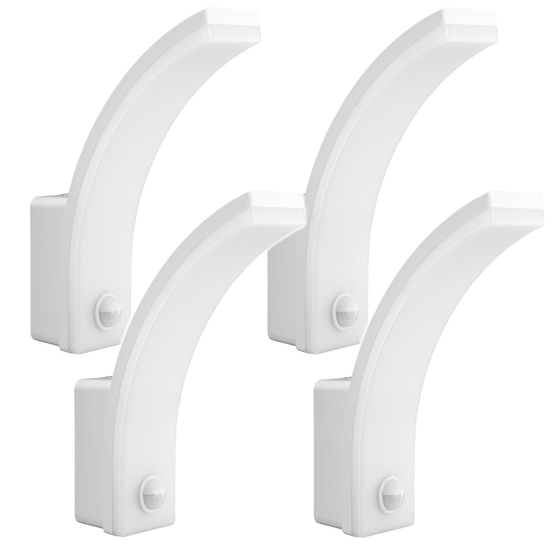 Maclean sensor de movimiento Lámpara LED, sensor de movimiento PIR, blanco, 20W, IP65, 2000lm, blanco neutro (4000K) MCE512 W, 4 piezas
