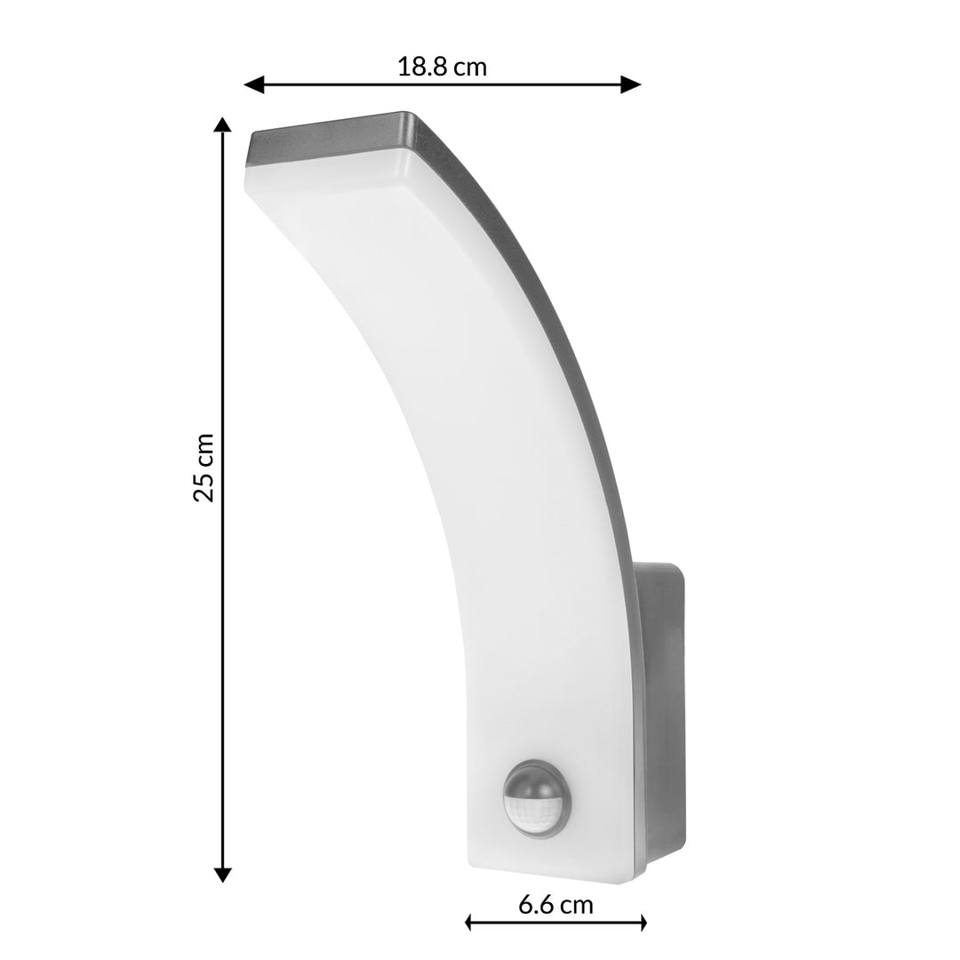 Luz LED com sensor de movimento Maclean, sensor de movimento PIR, cinzento, 20 W, IP65, 2000 lm, branco neutro (4000 K) MCE512 GR, pacote de 4